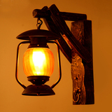 中式复古实木铁艺壁灯个性创意loft网伽美式地中海漫咖啡酒吧壁灯