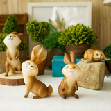 田园创意兔子树脂桌面摆件 可爱动物家居饰品 卧室儿童房新房装饰