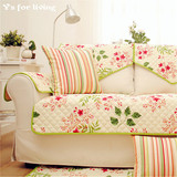 樱花 纯棉绗缝加厚沙发垫坐垫防滑沙发巾 花朵沙发垫 可定做