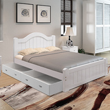特价实木床白色欧式1.8米双人床1.5m1.2米时尚简约现代环保单人床