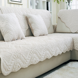 纯色米白色高档短毛绒沙发垫巾加厚现代布艺防滑坐垫冬季欧式定制