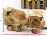 木制工艺品摆件仿古水泥搅拌车模型 创意摆件旅游工艺品 木头汽车