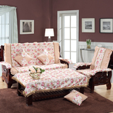 冬天加厚木制沙发垫带靠背连体红木实木春秋椅子沙发罩套海绵坐垫