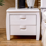 简易中式床头柜橡木简约现代白色 宜家卧室收纳床边实木柜子斗柜
