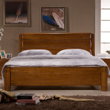 全实木床榆木床1.8米1.5米高箱气压床现代中式双人床卧室家具婚床