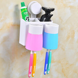 韩国创意吸壁式牙刷架漱口杯组合套装 强力吸盘式浴室壁挂牙刷架