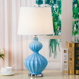 欧式简约现代台灯卧室床头灯美式创意温馨宜家可调光玻璃台灯北欧