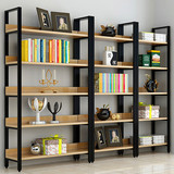 宜家钢木书架简易铁艺货架墙上多层置物架客厅架子展示架书柜定做