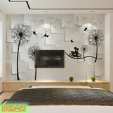 大型壁画客厅3D立体壁纸 电视背景墙纸  床头浪漫蒲公英无缝墙布
