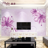 客厅沙发卧室电视背景墙壁纸壁画3d无缝墙布现代简约百合花卉壁布