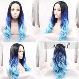 Ombre color blue lace front wigs 渐变色前蕾丝头套假发
