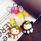 韩国创意小猴子汽车钥匙圈可爱卡通女钥匙链钥匙扣包包挂件配饰品