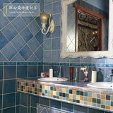 蓝色地中海 厨房卫生间地砖仿古砖 浴室阳台墙砖复古防滑瓷砖200