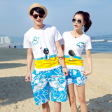 2016年夏季流行新款度假旅游沙滩蜜月套装海边迷彩情侣衫纯棉T恤