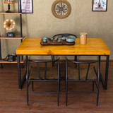 新款实木简约松木铁艺简易茶几 茶桌小户型圆形现代茶台桌椅组合