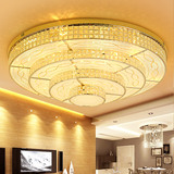 客厅水晶灯圆形大气欧式卧室吸顶灯简约现代LED酒店客房遥控灯具
