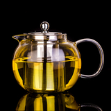 圆形玻璃壶加厚花茶壶玻璃泡茶壶不锈钢过滤圆趣耐高温水壶煮茶壶