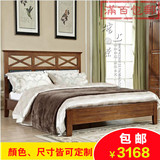 美式实木软包床1.5 1.8米主卧床 美式乡村新复古实木床橡木/婚床