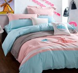 全棉四件套纯棉绣花刺绣简约被套床单城市风格床上用品1.5m1.8米