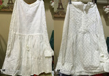 抽绳连衣裙长款套头娃娃衫纯白色棉布镂空蕾丝钩花长袖外贸日单森