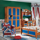 全实木美式地中海衣柜儿童家具卧室家具套装组合三门衣柜收纳柜