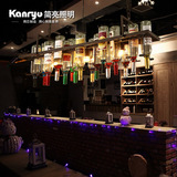 美式创意铁艺复古工业风艺术酒吧台咖啡餐厅彩色玻璃酒瓶装饰吊灯
