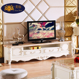 美标欧式电视柜实木简约组合地柜矮柜象牙白法式雕花客厅家具