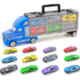 速翔玩具汽车模型合金滑行金属小轿车巴士套装组合儿童手提货柜车