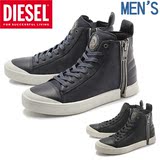 日本代购直邮 Diesel迪赛男鞋皮革拉链系带高帮鞋Y01172
