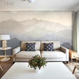 日式现代抽象水墨山客厅沙发卧室电视背景墙无缝无纺壁纸壁画墙纸