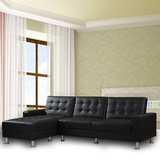 北欧简约皮艺沙发床可折叠日式懒人客厅组合沙发转角小户型贵妃椅