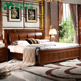 华氏宜家床现代中式全实木床双人床储物婚床高档橡木床白色高箱床