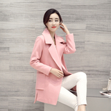 尼子大衣2016春秋新韩版修身显瘦中长款时尚羊绒毛呢外套大码女装