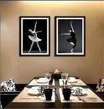 现代人物壁画芭蕾舞美女挂画舞蹈教室装饰画咖啡厅墙画黑白有框画