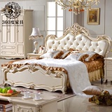 欧式真皮床 卧室家具 简易双人皮艺软床1.8米 雕花新款公主床促销