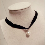 7bao女童女宝宝儿童韩版母女款黑色珍珠吊坠颈链锁骨链