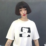 买一送一夏装新款韩国ulzzang原宿bf元气少女情侣装学生短袖女t恤