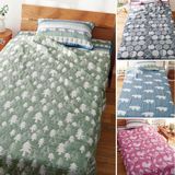 日本外贸原单千趣hui纯棉色织定位提花5层纱布夏凉被盖毯空调毯