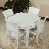 小户型实木餐桌椅组合 现代简约欧式多功能钢化玻璃可伸缩折叠桌