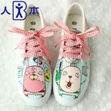 原创手绘越狱兔粉色可爱卡通帆布鞋女学生韩版夏季软妹休闲小白鞋