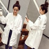 芮葉-es47 新款2016春装韩版女装立领字母收腰长款棒球衣外套C-23