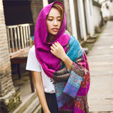 民族风披肩女秋冬尼泊尔加厚保暖复古波西米亚旅行超大长款围巾
