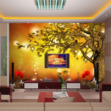 大型壁画墙纸壁纸客厅电视背景卧室床头背景酒店无缝壁画金色大树