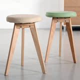 小圆凳木制餐凳 家用宜家梳妆凳子PU皮面实木小凳子实用餐厅椅凳