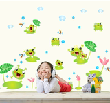 荷叶小青蛙动物墙贴儿童房学校幼儿园教室装饰贴纸环保墙面贴纸