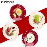 ezicok 日式浪漫家用小清新波点陶瓷小号盘子 圆形菜盘餐具套装碟