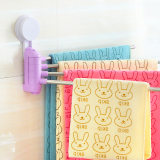 浴室强力吸盘毛巾架 免打孔卫生间多杆浴巾挂架吸壁可旋转毛巾杆