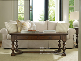 美式乡村老榆木茶几正方形全实木沙发几 欧式经济型客厅家具