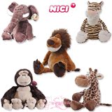 正版NICI新款黑猩猩 老虎 狮子 鹿 大象公仔毛绒玩具儿童生日礼物