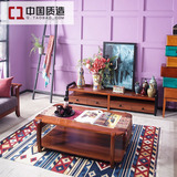 现代新中式电视柜茶几组合 简约客厅家具大小户型储物地柜矮柜